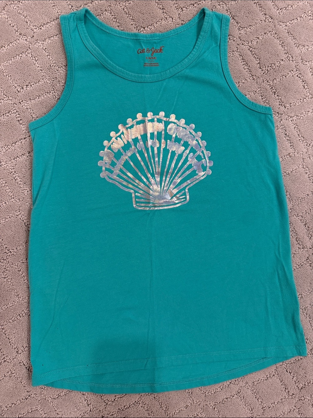 Cat & Jack Teal Tank Top with Metallic Shell
